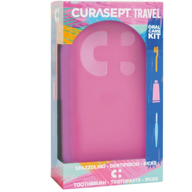 Curasept Travel Fuxia Spazzolino + Dentifricio 30 ml + 3 Scovolini