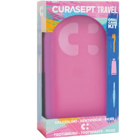 Curasept Travel Fuxia Spazzolino + Dentifricio 30 ml + 3 Scovolini