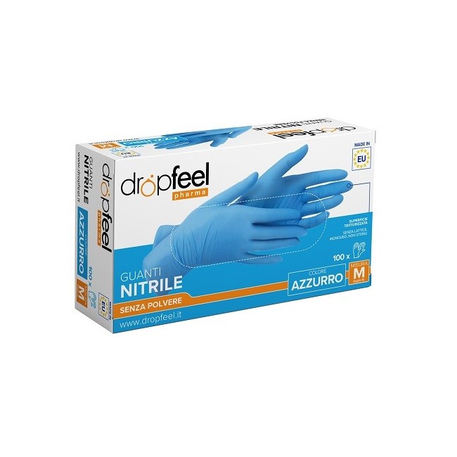 GUANTO IN NITRILE DROPFEEL SENZA POLVERE AZZURRO TAGLIA M 100 PEZZI GUANTO IN NITRILE DROPFEEL SENZA POLVERE AZZURRO TAGLIA M 100 PEZZI