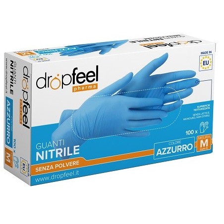 GUANTO IN NITRILE DROPFEEL SENZA POLVERE AZZURRO TAGLIA M 100 PEZZI GUANTO IN NITRILE DROPFEEL SENZA POLVERE AZZURRO TAGLIA M 100 PEZZI