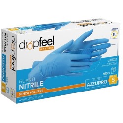 GUANTO IN NITRILE DROPFEEL SENZA POLVERE AZZURRO TAGLIA S 100 PEZZI