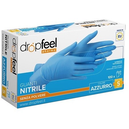 GUANTO IN NITRILE DROPFEEL SENZA POLVERE AZZURRO TAGLIA S 100 PEZZI GUANTO IN NITRILE DROPFEEL SENZA POLVERE AZZURRO TAGLIA S 100 PEZZI