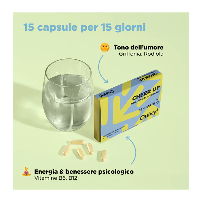 Quixy Cheer Up 15 capsule - Integratore per il tono dell'umore in inverno Quixy Cheer Up 15 capsule - Integratore per il tono dell'umore in inverno