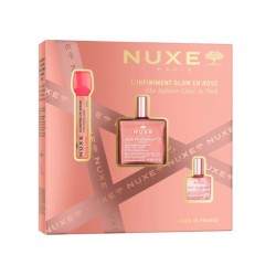 Nuxe Cofanetto Infiniment Glow en Rose Olio Florale Oro 50 ml + Olio florale 10 ml + Gloss Volumizzante labbra