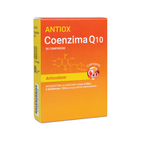 Confezione da 30 compresse di integratore Coenzima Q10 Confezione da 30 compresse di integratore Coenzima Q10
