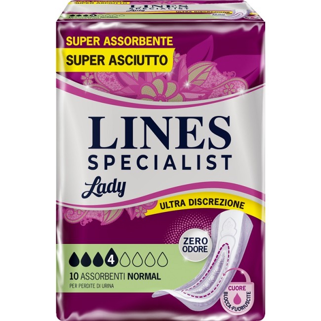 Fater Assorbenti Per Incontinenza Lines Specialist Lady Normal 10 Pezzi