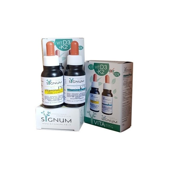 Sygnum Vitasyg Kit Vitamina D3 20 ml + Vitamina K2 integratore per le ossa 20 ml Sygnum Vitasyg Kit Vitamina D3 20 ml + Vitamina K2 integratore per le ossa 20 ml