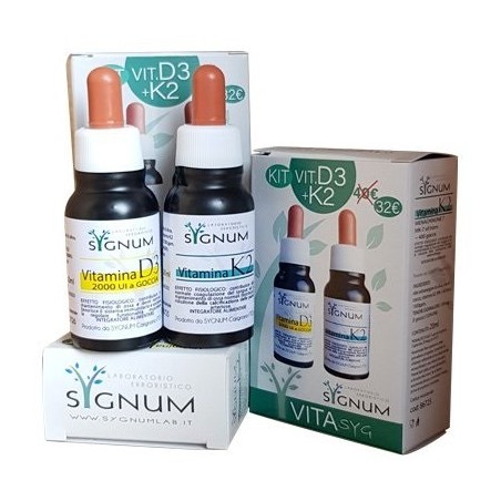 Sygnum Vitasyg Kit Vitamina D3 20 ml + Vitamina K2 integratore per le ossa 20 ml Sygnum Vitasyg Kit Vitamina D3 20 ml + Vitamina K2 integratore per le ossa 20 ml