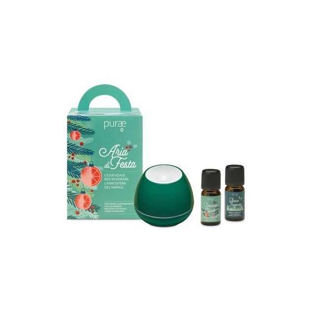Purae Kit Aria di Festa Diffusore a Ultrasuoni con fragranze Bosco Verde + Sinergie