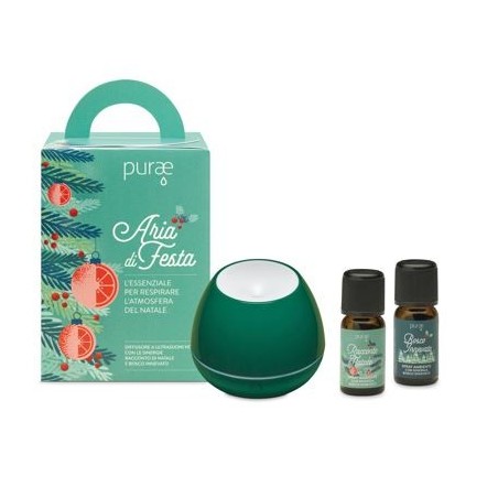 Purae Kit Aria di Festa Diffusore a Ultrasuoni con fragranze Bosco Verde + Sinergie