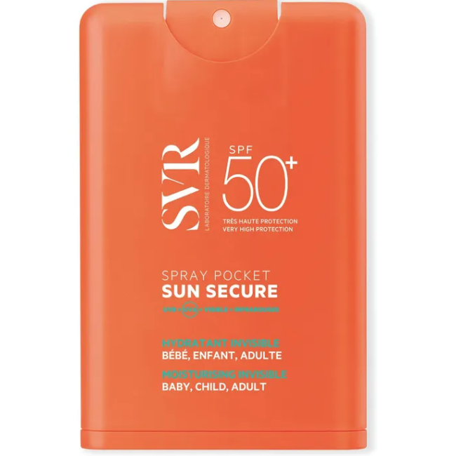 VR Sun Secure Spray Pocket SPF50+ 20 ml – protezione solare tascabile invisibile.