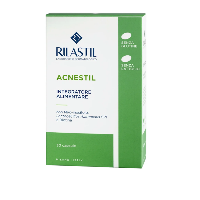 Rilastil Acnestil 30 capsule - Integratore anti imperfezioni pelle mista e grassa