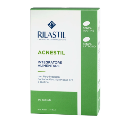 Rilastil Acnestil 30 capsule - Integratore anti imperfezioni pelle mista e grassa