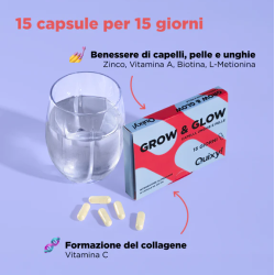 Quixy Grow & Glow 15 capsule - Integratore per capelli, unghie e pelle