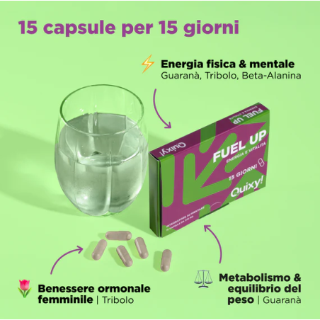 Quixy Fuel Up 15 capsule - Integratore energizzante contro stanchezza fisica e mentale Quixy Fuel Up 15 capsule - Integratore energizzante contro stanchezza fisica e mentale