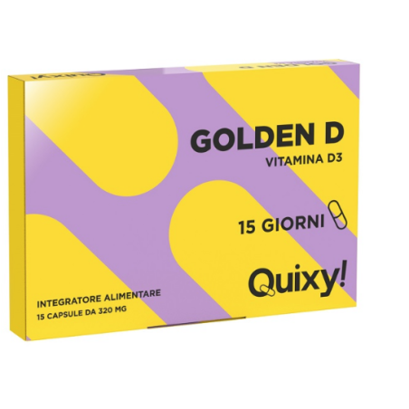 Quixy Golden D 15 capsule - Integratore di vitamina D3 per sistema immunitario e ossa Quixy Golden D 15 capsule - Integratore di vitamina D3 per sistema immunitario e ossa