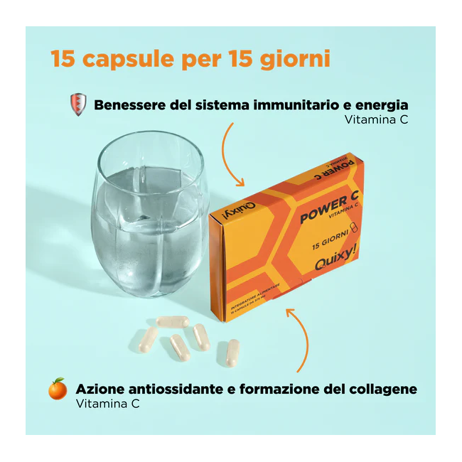 Quixy Power C 15 capsule - Integratore di vitamina C per il sistema immunitario