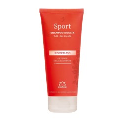 Flacone da 200 ml di detergente corpo e capelli Essenzia Sport Pompelmo.
