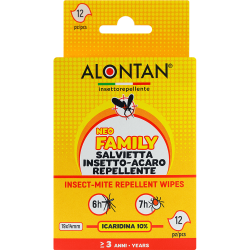 Confezione di 12 salviette monouso Alontan Neo Family.