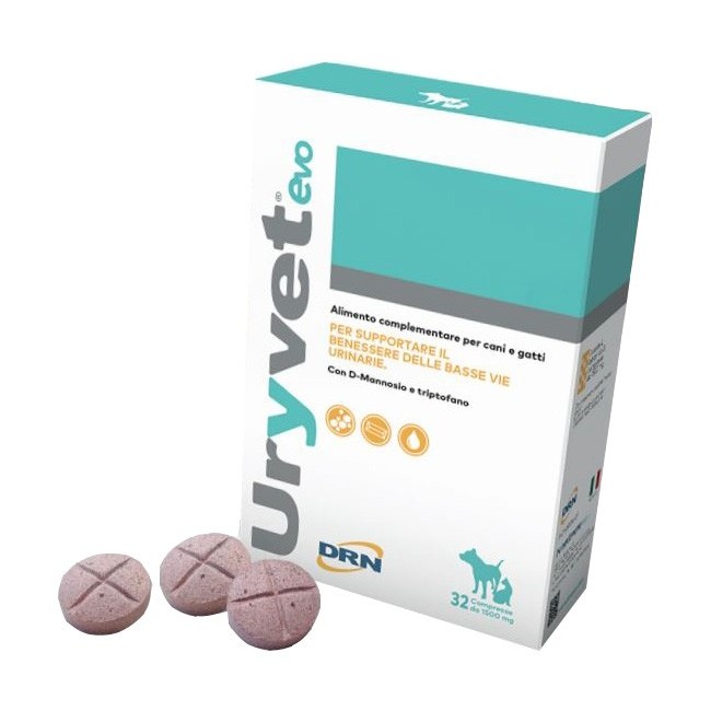 Uryvet Evo 1500 Alimento complementare per cani e gatti 32 compresse Uryvet Evo 1500 Alimento complementare per cani e gatti 32 compresse