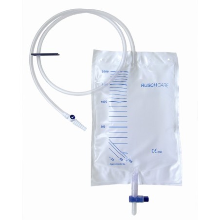 SACCA DI DRENAGGIO LETTO PER INCONTINENZA 2000ML IN PVC CONVALVOLA DI NON RITORNO E SCARICO STERILE CON TUBO DI RACCORDO 120CM 1