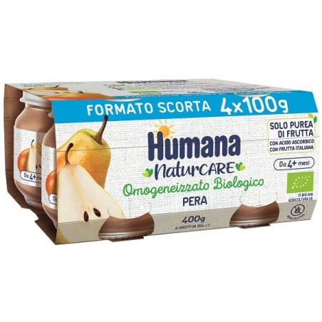 HUMANA OMOGENEIZZATO PERA BIO 4 PEZZI DA 100 G
