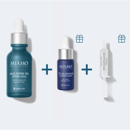 Miamo cofanetto Lift&Aox Multi Peptide 20% Lifting Serum 30 ml + Glutathione ed epigenage shot OMAGGIO
