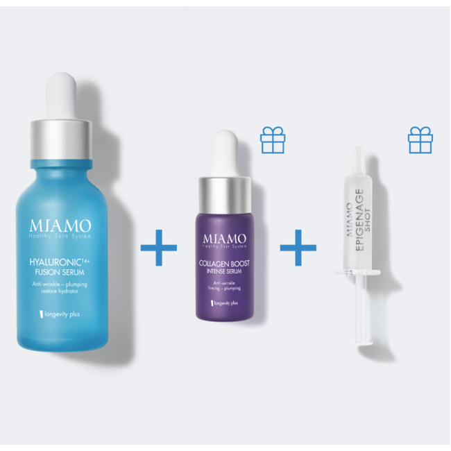 Miamo Cofanetto Plump&Fill - Miamo Hyaluronic 14+ Fusion Serum 30 ml+ Collagene ed epigenage shot OMAGGIO Miamo Cofanetto Plump&Fill - Miamo Hyaluronic 14+ Fusion Serum 30 ml+ Collagene ed epigenage shot OMAGGIO