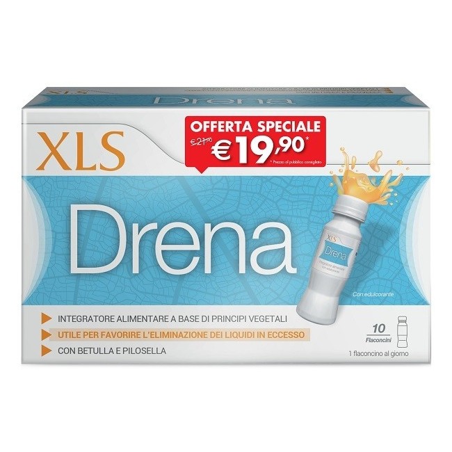 XLS Drena 10 flaconcini integratore drenante contro i liquidi in eccesso