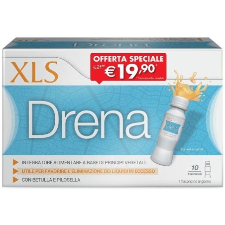 XLS Drena 10 flaconcini integratore drenante contro i liquidi in eccesso