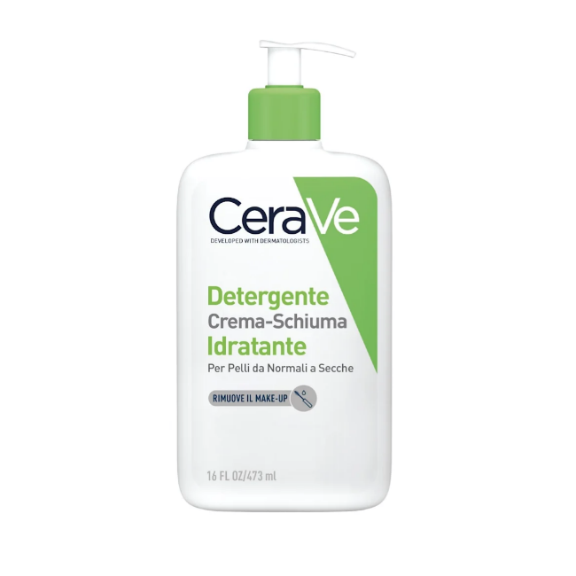 CeraVe Detergente Crema Schiuma struccante e idratante viso corpo pelli normali secche 473 ml