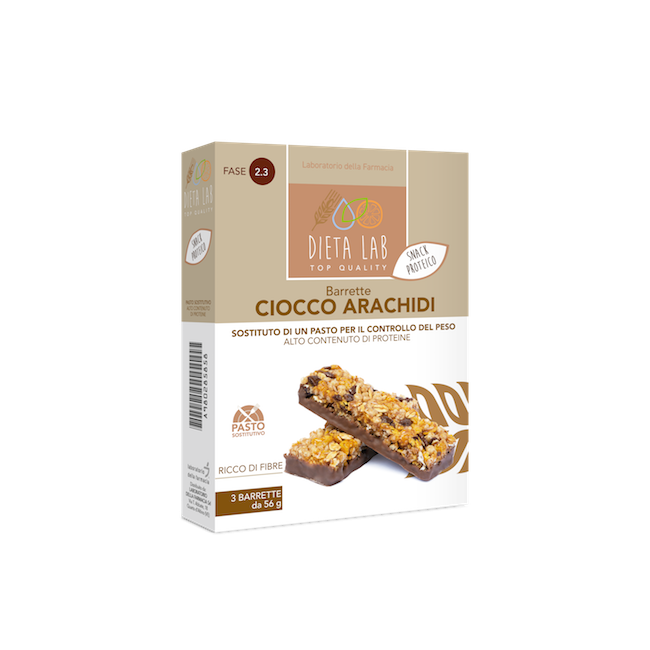 Confezione di 3 Barrette Dieta Lab al gusto cioccolato e arachidi. Confezione di 3 Barrette Dieta Lab al gusto cioccolato e arachidi.