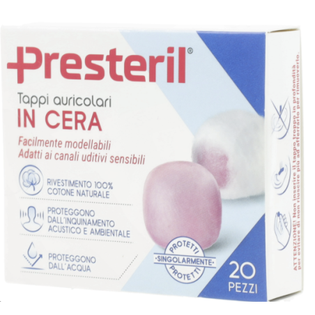 Corman Presteril Tappi Auricolari Cera 20 Pezzi