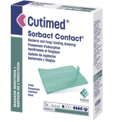 Cutimed Sorbact Contact Medicazione a captazione batterica e fungina 4x6 cm 5 pezzi