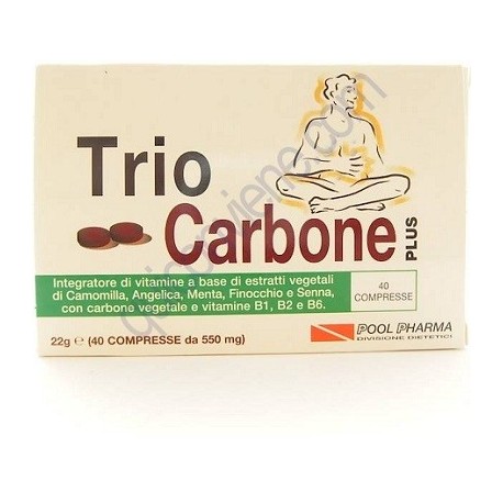 TrioCarbone Plus 40 Compresse - Integratore Contro il Gonfiore Intestinale