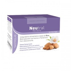 Confezione da 20 stickpack di integratore intestinale Neutral al gusto mandorla.