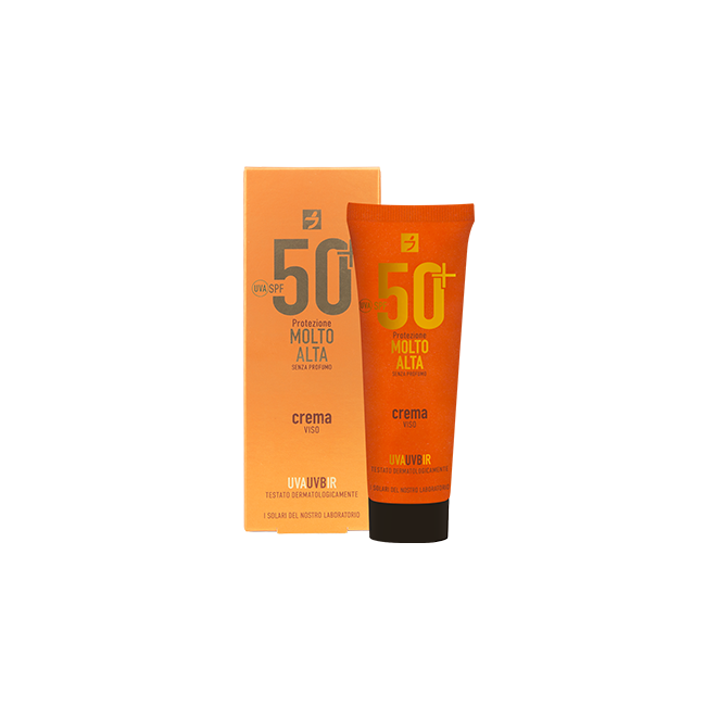 Flacone da 50 ml di crema solare viso 50+.
