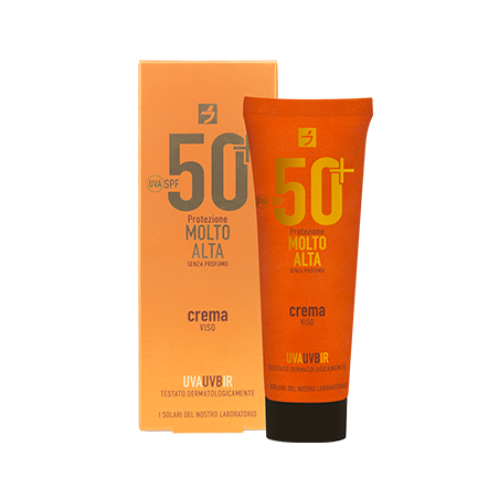 Flacone da 50 ml di crema solare viso 50+.