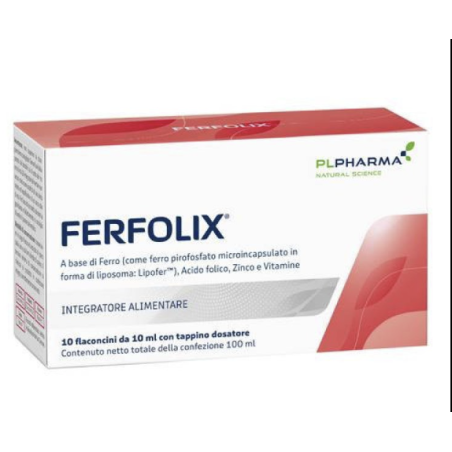 Ferfolix Integratore Alimentare a base di Ferro 10 flaconcini