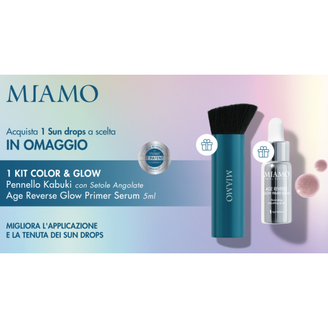 Miamo Kit Color and Glow- Pennello kabuki e mini glow primer
