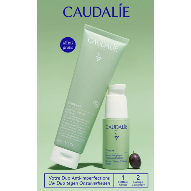 Caudalie Vinopure Duo anti imperfezioni siero + gel detergente 150 ml OMAGGIO