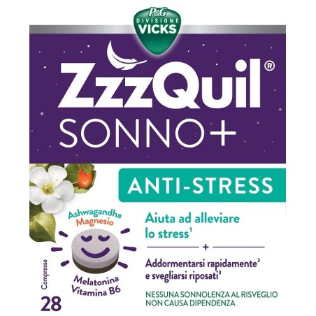 Vicks ZzzQuil Sonno + - Integratore contro l'insonnia da stress Vicks ZzzQuil Sonno + - Integratore contro l'insonnia da stress