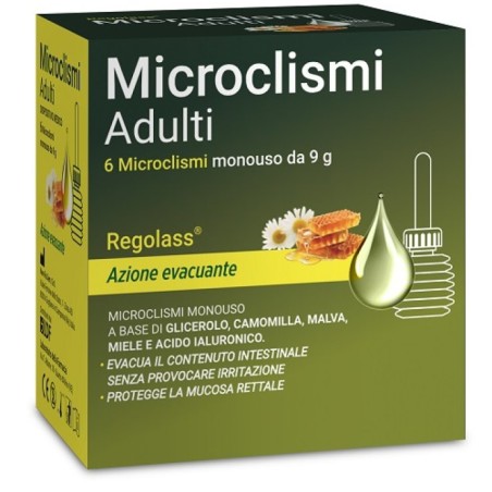 Confezione di 6 Microclismi Adulti da 9 g ciascuno.