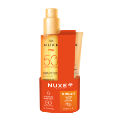 Nuxe Sun Olio solare abbronzante SPF50+ per viso e corpo 150 ml + shampoo doccia 100 ml OMAGGIO