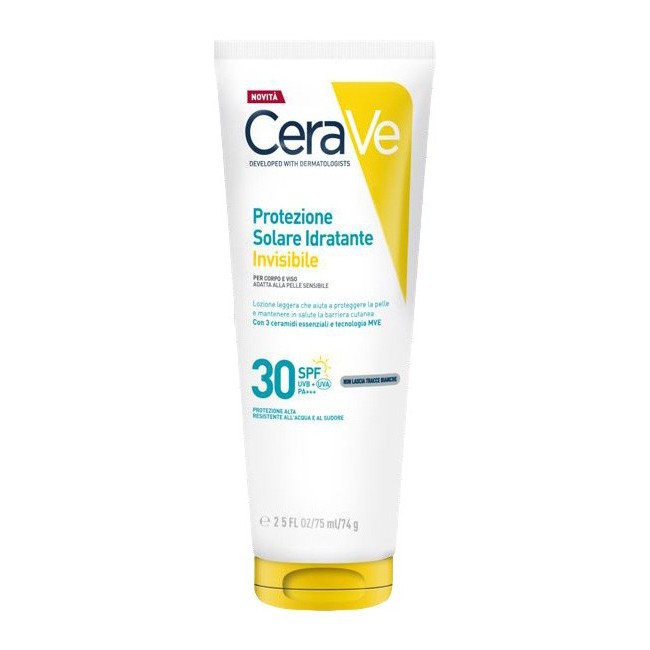Cerave Protezione solare SPF30 invisibile da viaggio viso e corpo adulti e bambini 75 ml