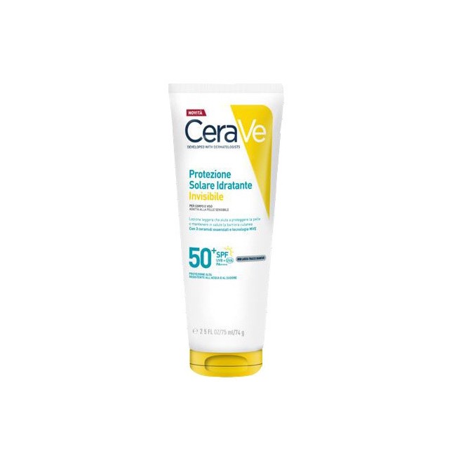 Cerave Protezione solare SPF50+ invisibile da viaggio viso e corpo adulti e bambini 75 ml