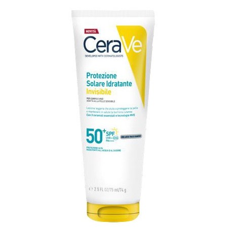 Cerave Protezione solare SPF50+ invisibile da viaggio viso e corpo adulti e bambini 75 ml