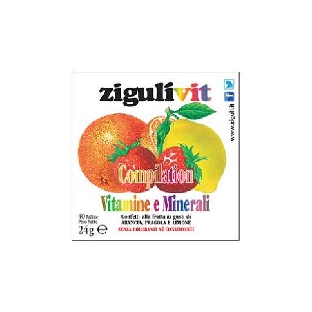 Zigulì Vit Compilation - Integratore di vitamine e minerali gusto frutta 40 palline Zigulì Vit Compilation - Integratore di vitamine e minerali gusto frutta 40 palline