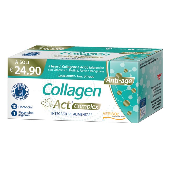 Collagen Act Complex integratore anti-età collagene e acido ialuronico 10 flaconcini
