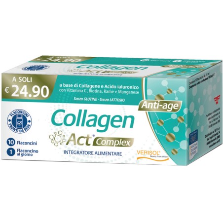 Collagen Act Complex integratore anti-età collagene e acido ialuronico 10 flaconcini